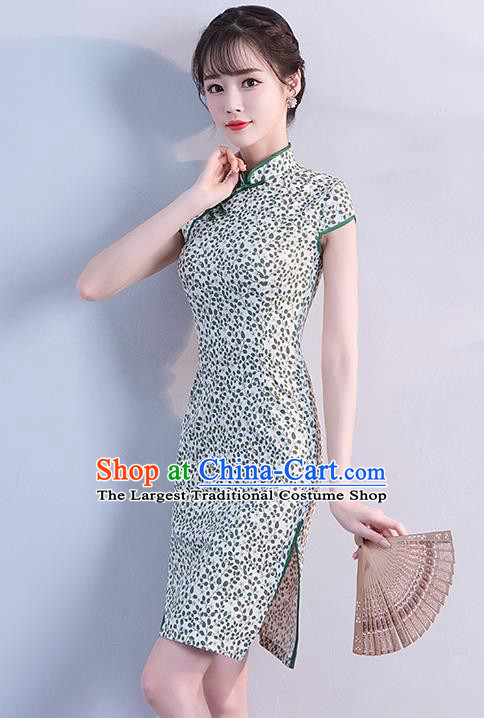 Chinese Traditional Qipao Dress Short Cheongsam Compere Costume for Women