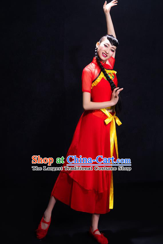 Traditional Chinese Fan Dance Folk Dance Costume Classical Yangko Dance Classical Dance Dress