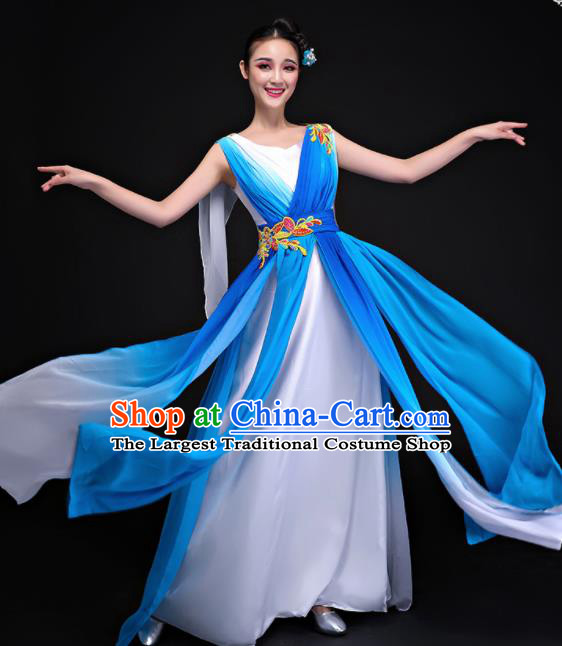 Professional Chorus Costumes Modern Dance Compere Blue Dress for Women