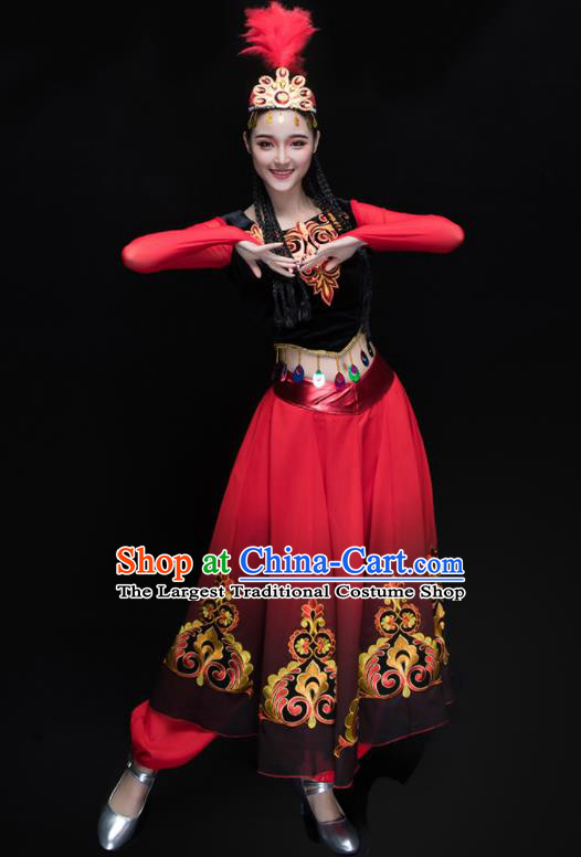 Chinese Traditional Uigurian Folk Dance Clothing Uyghur Nationality Classical Dance Costume for Women