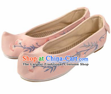 Asian Chinese Ancient Pink Embroidered Shoes Traditional Hanfu Shoes Embroidered Shoes for Women