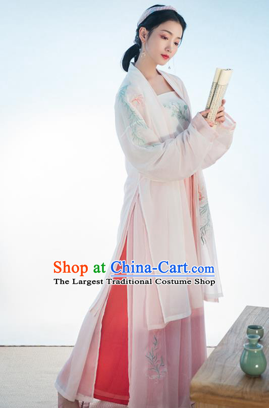 Chinese Traditional Song Dynasty Costume Ancient Young Lady Embroidered Clothing for Women