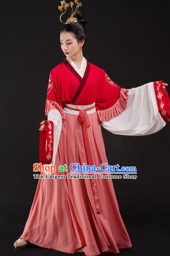 Traditional Chinese Jin Dynasty Princess Costumes Ancient Fairy Embroidered Hanfu Dress for Women