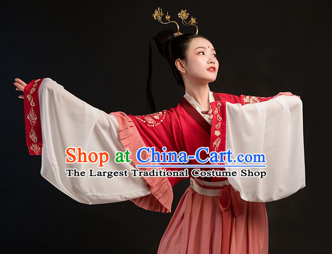 Chinese Ancient Palace Lady Hanfu Han Dynasty Imperial Concubine Queen Embroidered Historical Costumes