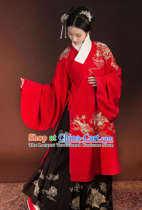 Traditional Chinese Ming Dynasty Wedding Embroidered Costumes Complete Set for Rich Women