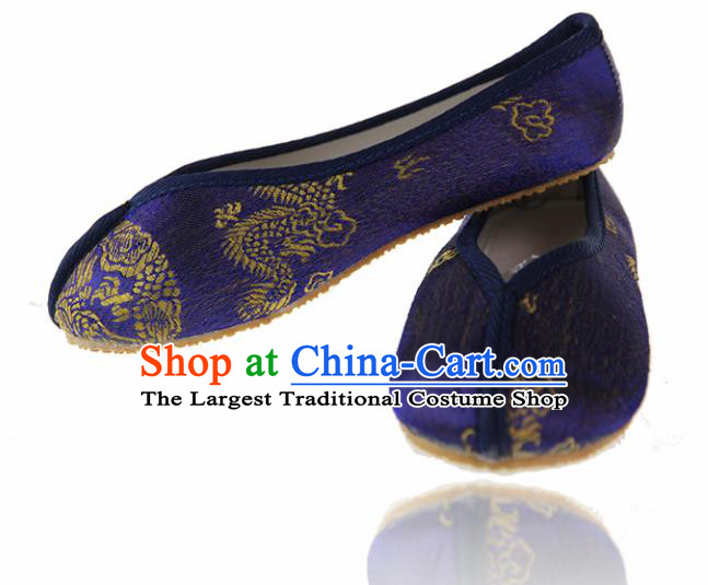 Asian Chinese Ancient Purple Cloth Shoes Traditional Hanfu Shoes for Kids
