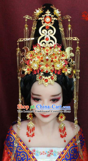 Chinese Ancient Princess Consort Hair Accessories Tang Dynasty Queen Phoenix Coronet Hairpins for Women