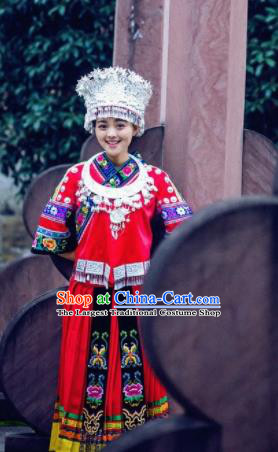 Traditional Chinese Miao Nationality Dance Clothing Hmong Ethnic Minority Costumes and Headwear