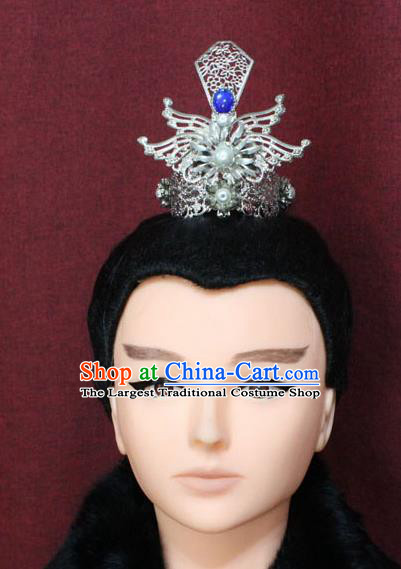 Chinese Traditional Swordsman Hair Accessories Ancient Han Dynasty Prince Pearls Hairdo Crown for Men