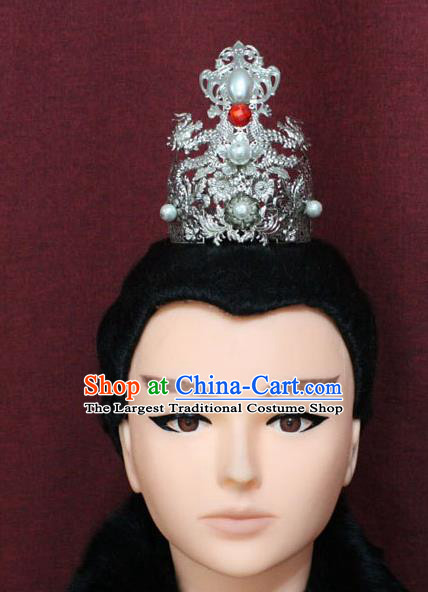 Chinese Traditional Swordsman Hair Accessories Ancient Han Dynasty Prince Dragons Hairdo Crown for Men