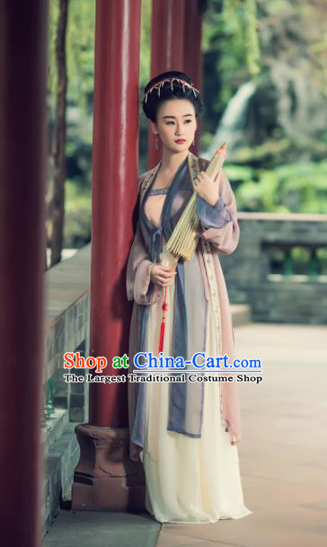 Chinese Ancient Song Dynasty Young Lady Embroidered BeiZi Costumes Complete Set for Women