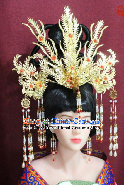 Chinese Ancient Palace Hair Accessories Handmade Tang Dynasty Queen Phoenix Coronet Hairpins for Women