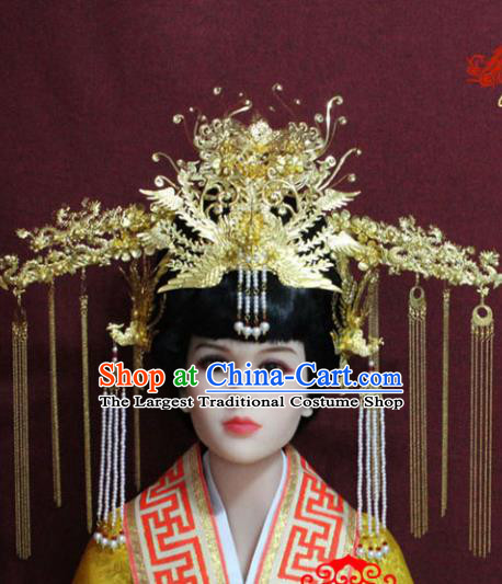 Chinese Handmade Palace Queen Hairpins Ancient Bride Phoenix Coronet Hair Accessories for Women