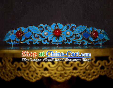 Chinese Handmade Princess Hanfu Hairpins Blueing Chrysanthemum Hair Comb Ancient Hair Accessories for Women