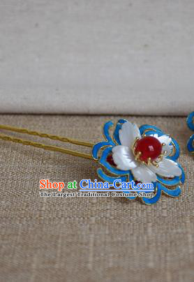 Chinese Qing Dynasty Agate Flowers Hairpins Hair Accessories Ancient Handmade Hanfu Hair Clip for Women