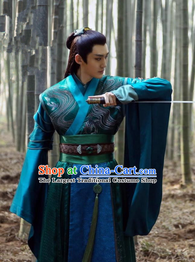 Traditional Chinese Ancient Prince Swordsman Blades Embroidered Costumes for Men