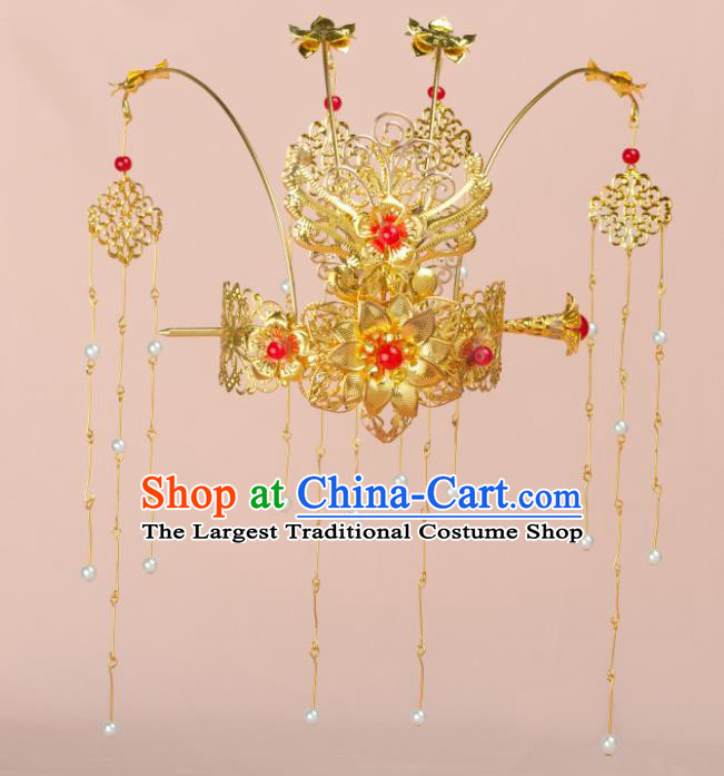 Chinese Ancient Hair Accessories Hanfu Phoenix Coronet Handmade Hairpins for Women
