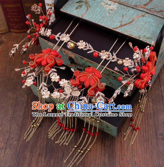 Chinese Handmade Ancient Hanfu Hair Accessories Bride XiuHe Suit Hair Clasp Hairpins for Women