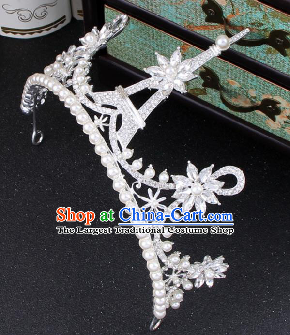 Top Grade Bride Hair Accessories Wedding Pearls Royal Crown for Women