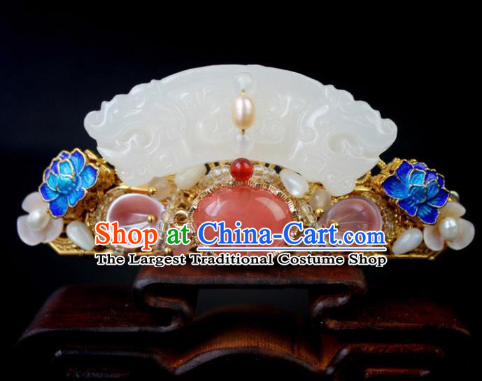 Chinese Ancient Handmade Palace Hanfu Hairpins Hair Accessories Jade Hair Crown for Women