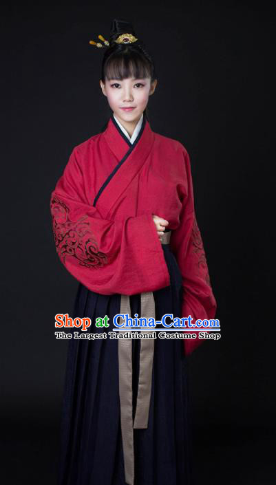 Top Grade Chinese Ancient Young Lady Costumes Han Dynasty Swordswoman Hanfu Dress for Women