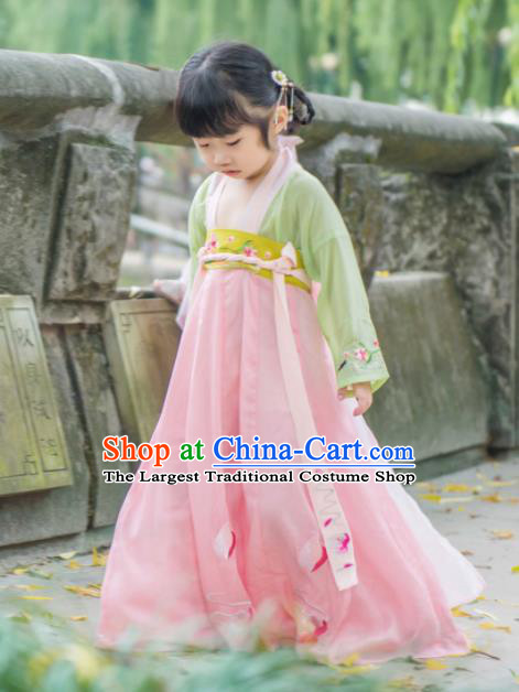 Traditional Chinese Ancient Costumes Tang Dynasty Princess Hanfu Dress for Kids