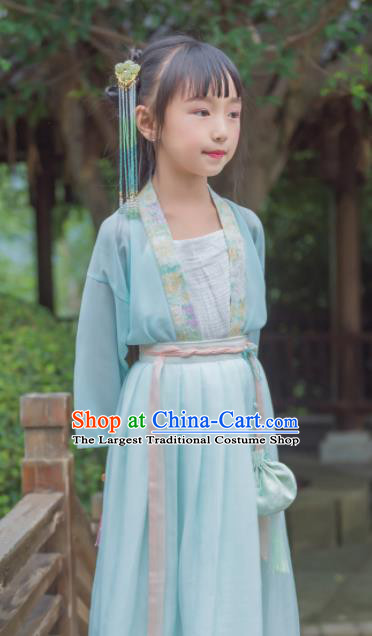 Chinese Ancient Palace Lady Hanfu Han Dynasty Imperial Concubine Queen Embroidered Costumes for Kids