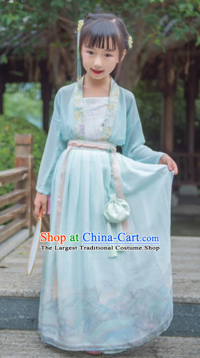 Chinese Ancient Palace Lady Hanfu Han Dynasty Imperial Concubine Queen Embroidered Costumes for Kids