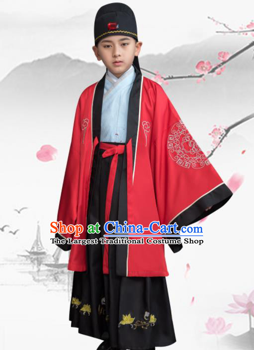 Traditional Chinese Ancient Scholar Costumes Han Dynasty Minister Clothing for Kids