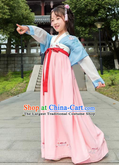 Traditional Chinese Ancient Princess Costumes Tang Dynasty Hanfu Dress for Kids