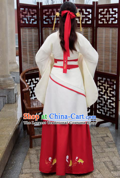 Chinese Ancient Palace Lady Hanfu Han Dynasty Imperial Concubine Queen Embroidered Costumes