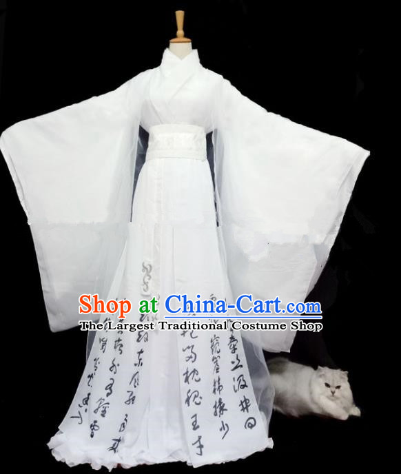 Chinese Ancient Cosplay Peri Costumes Traditional Han Dynasty Princess White Hanfu Dress for Women