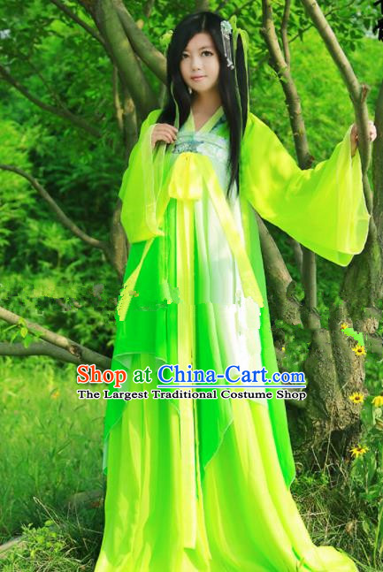 Chinese Ancient Cosplay Peri Green Hanfu Dress Traditional Tang Dynasty Swordswoman Costume for Women