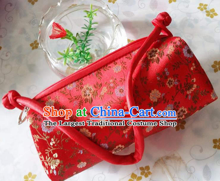 Traditional Chinese Brocade Bag Red Silk Handbag for Women