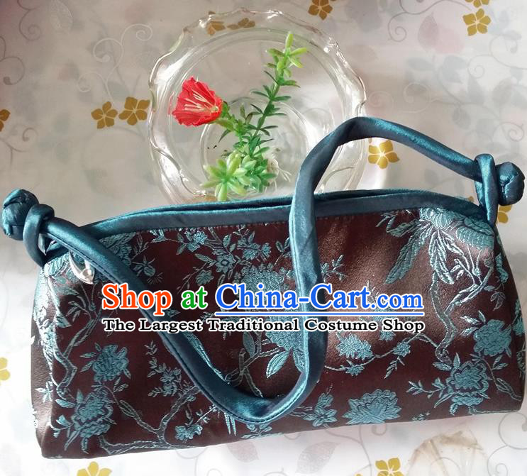 Traditional Chinese Brocade Bag Black Silk Handbag for Women