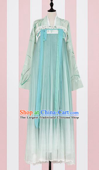 Chinese Ancient Costumes Traditional Tang Dynasty Princess Green Hanfu Dress for Women