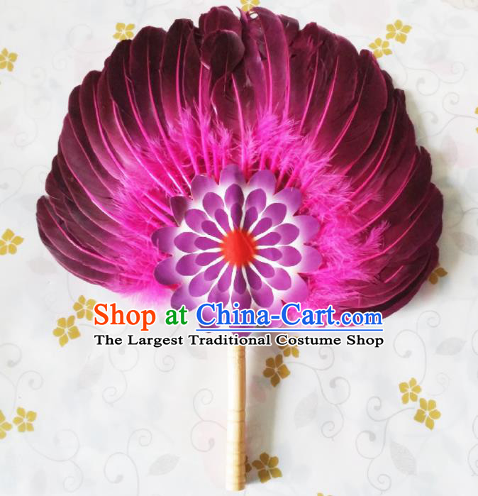 Traditional Chinese Rosy Feather Fans Dance Fans