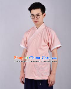 Chinese Ancient Swordsman Hanfu Han Dynasty Costume Pink Tang Suit Shirt for Men