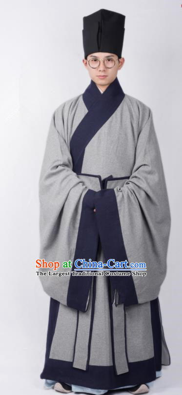 Ming Dynasty Clothes Men Chinese Ancient Scholar Grey Clothing Traditional Ming Dynasty Taoist Priest Costumes for Men
