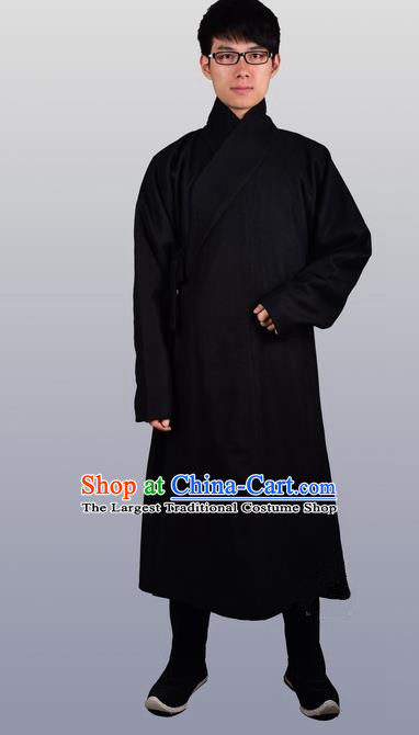 Chinese Ancient Traditional Ming Dynasty Swordsman Costumes Black Robe for Men