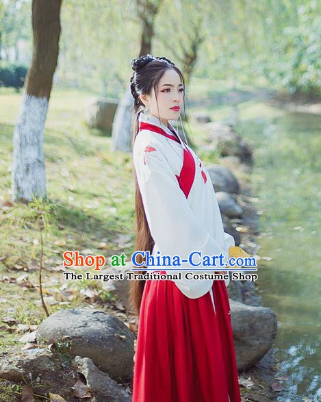 Chinese Ancient Palace Lady Hanfu Han Dynasty Imperial Concubine Queen Embroidered Historical Costumes