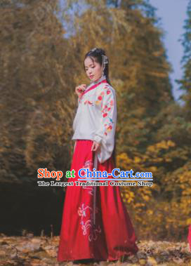 Chinese Ancient Palace Lady Hanfu Han Dynasty Imperial Concubine Queen Embroidered Historical Costumes