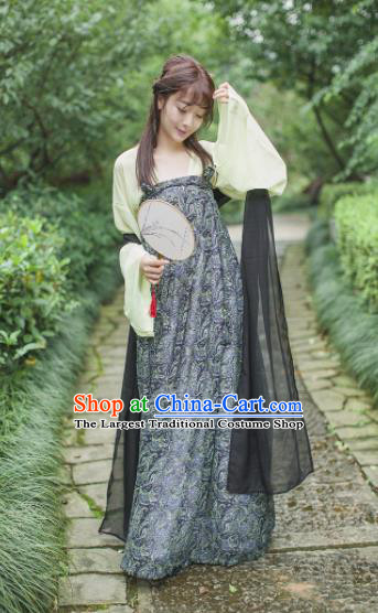 Traditional Chinese Tang Dynasty Maidenform Costume Ancient Princess Grey Hanfu Dress for Women