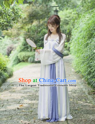 Traditional Chinese Tang Dynasty Maidenform Costume Ancient Princess Lilac Hanfu Dress for Women