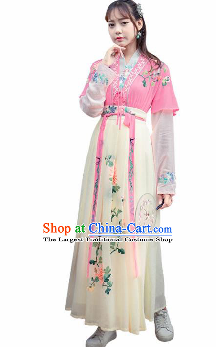 Chinese Ancient Tang Dynasty Nobility Lady Hanfu Dress Embroidered Costume for Rich Women