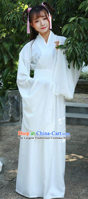 Chinese Ancient Fairy White Dress Jin Dynasty Costume for Rich Women