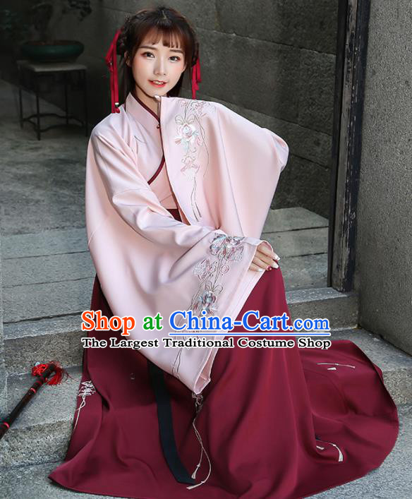 Chinese Ancient Palace Lady Hanfu Han Dynasty Imperial Concubine Queen Embroidered Historical Costumes