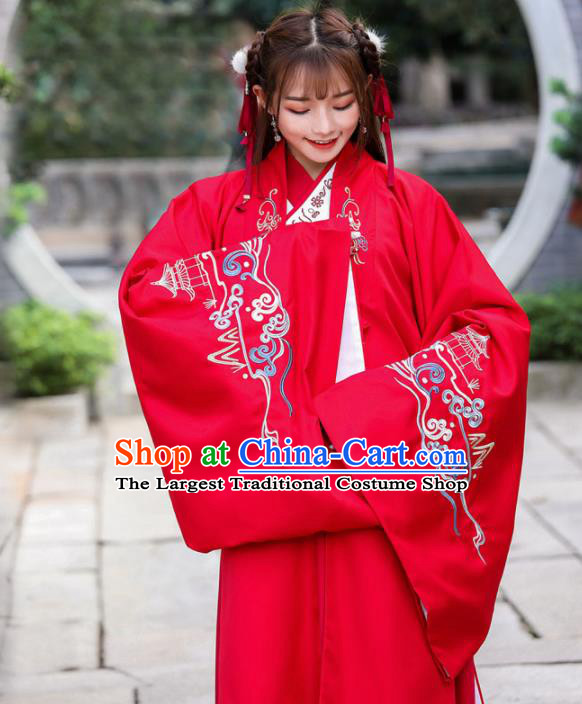 Chinese Ancient Palace Lady Hanfu Han Dynasty Imperial Concubine Queen Embroidered Historical Costumes