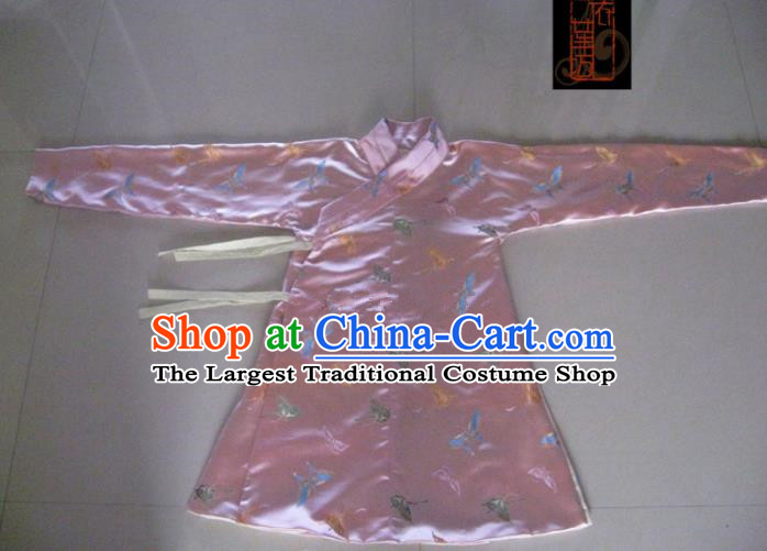 Traditional Chinese Ming Dynasty Costume Ancient Princess Embroidered Butterfly Pink Blouse for Women