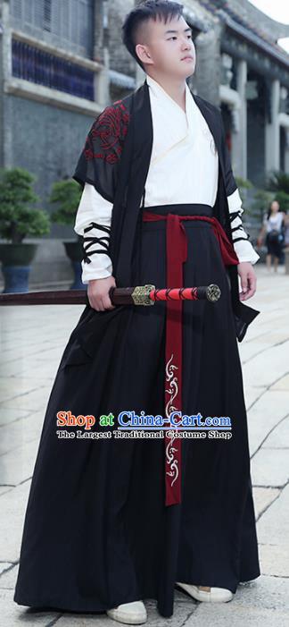Chinese Ancient Traditional Han Dynasty Swordsman Costumes Complete Set for Men